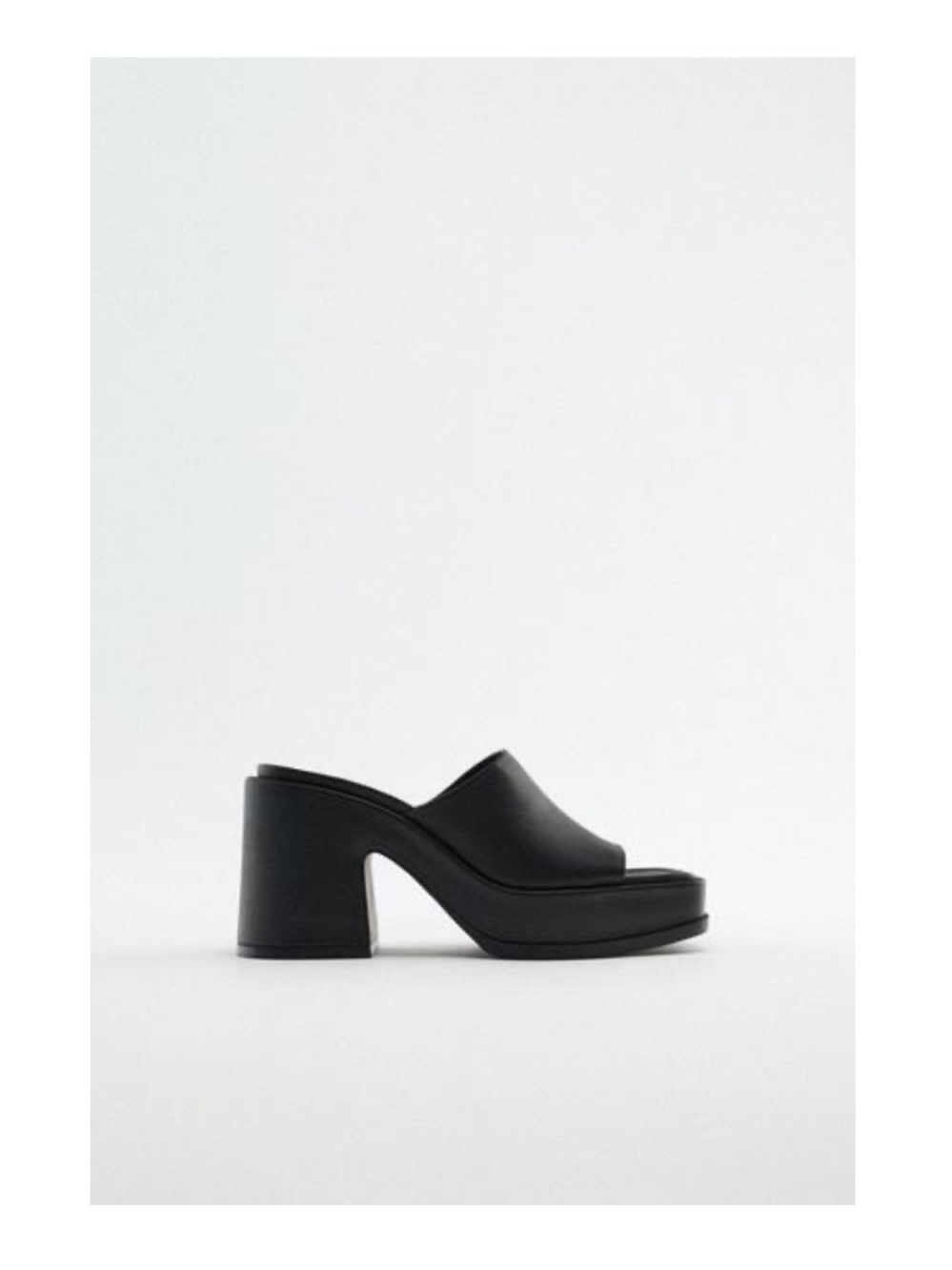 Zara black leather platform slides